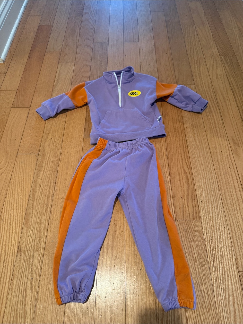 Purple & Orange Kids pullover and  Joggers - Cozy Colorblock Set